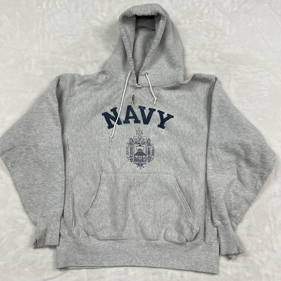 US Naval Academy Other - US Naval Academy Hoodie Mens XL Gray Navy Crest Pullover Distressed Sweatshirt
